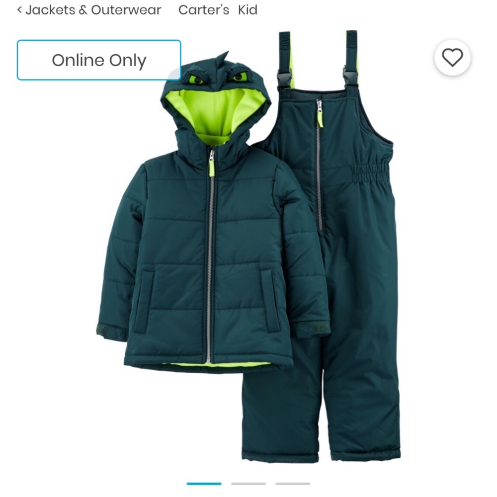2-Piece Dinosaur Parka & Snow Bib Set